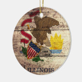 Illinois-Flagge für altes Holz; Keramikornament (Links)