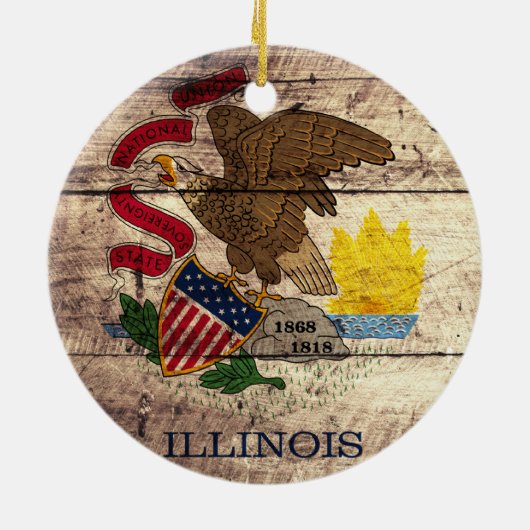 Illinois-Flagge für altes Holz; Keramikornament (Hinten)