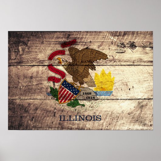 Illinois-Flagge für altes Holz; Poster (Vorne)