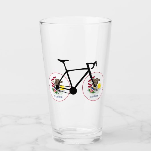 Illinois-Flagge Radfahren Glas (Vorderseite)