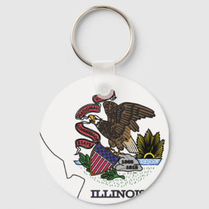 Illinois-Flaggen-Karte Schlüsselanhänger