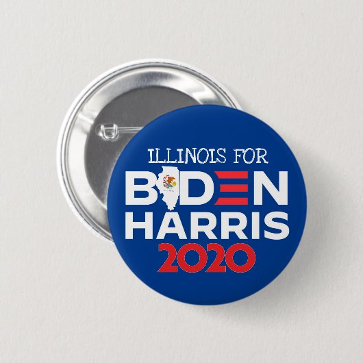 Illinois für Biden Harris 2020 Button (Vorne & Hinten)