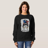 Illinois gebleicht Messy Bun Mother Day Sweatshirt (Vorne ganz)