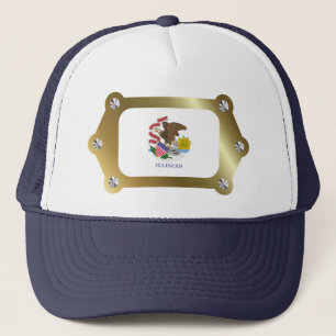 Illinois gerahmt Flag Hat Truckerkappe