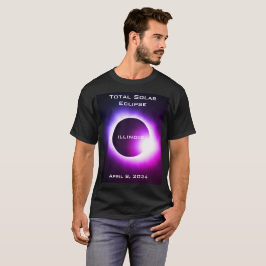 ILLINOIS Gesamte Sonnenfinsternis 8. April 2024 T-Shirt (Vorne ganz)
