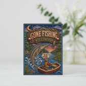 Illinois Gone Fishing Seestör Postkarte (Stehend Vorderseite)