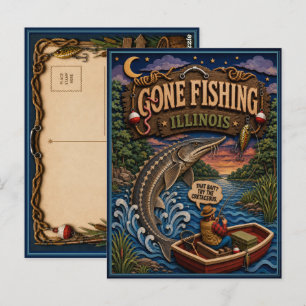 Illinois Gone Fishing Seestör Postkarte