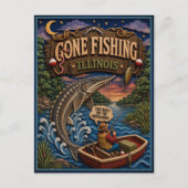 Illinois Gone Fishing Seestör Postkarte (Vorderseite)