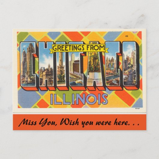 Illinois, Grüße aus Chicago Postkarte (Vorderseite)