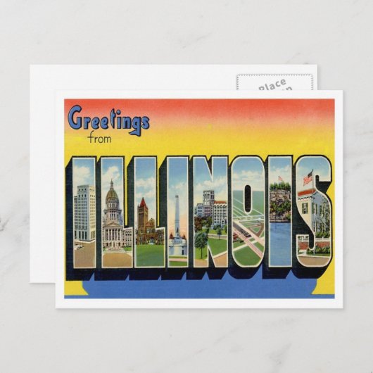 Illinois Grüße von US-Staaten Postkarte (Vorne/Hinten)