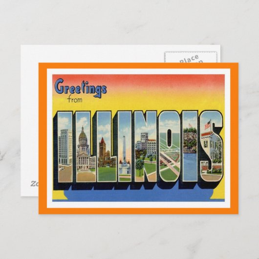 Illinois Grüße von US-Staaten Postkarte (Vorne/Hinten)