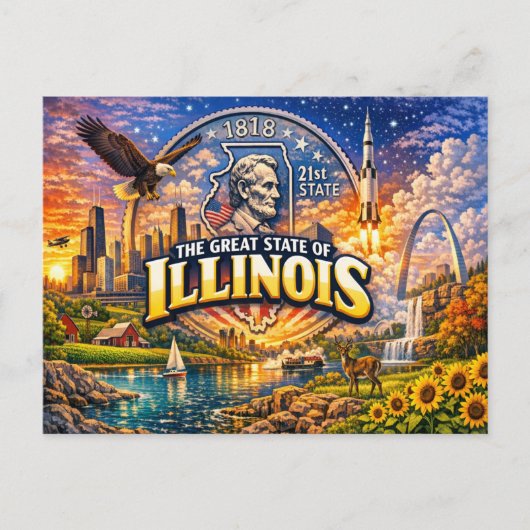 Illinois Grußkarte Postkarte (Vorderseite)