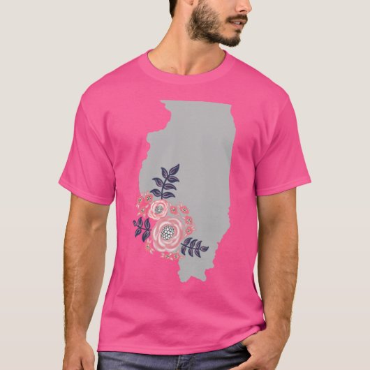 Illinois Home State Blumenstrauß T-Shirt (Vorderseite)