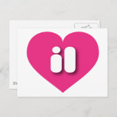 Illinois hot pink heart - I Liebe il Postkarte (Vorne/Hinten)