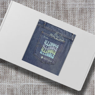Illinois Hund in Jean Pocket Classic Square Sticke Quadratischer Aufkleber