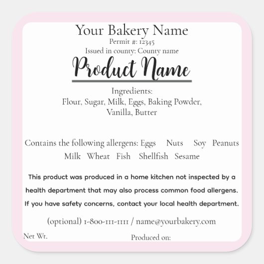 Illinois Hütte Food Business Pink Backing Label Quadratischer Aufkleber (Vorderseite)