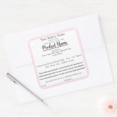 Illinois Hütte Food Business Pink Backing Label Quadratischer Aufkleber (Umschlag)