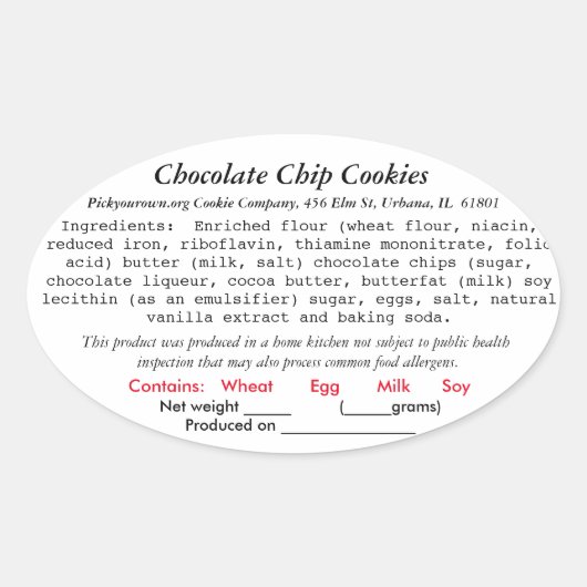 ILLINOIS Hütte Recht Etikett Bäckerei, Kakaobombe Ovaler Aufkleber (Vorderseite)