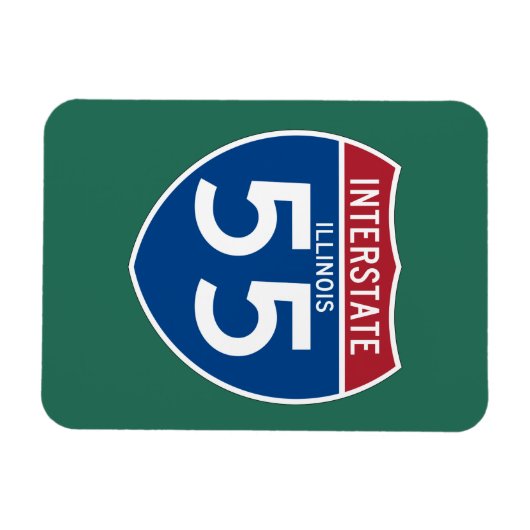 Illinois IL I-55 Interstate Highway Shield - Magnet (Horizontal)