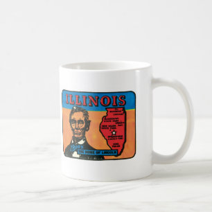 Illinois IL Vintage State Label Tasse
