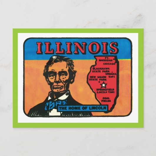 Illinois IL Vintager Staat Postkarte (Vorderseite)