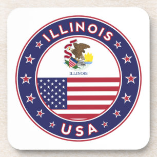 Illinois, Illinois-T - Shirt, Illinois-Aufkleber, Getränkeuntersetzer