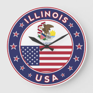 Illinois, Illinois-T - Shirt, Illinois-Aufkleber, Große Wanduhr
