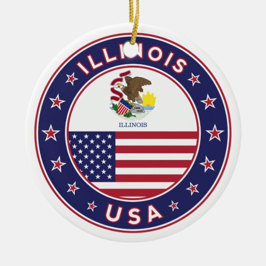 Illinois, Illinois-T - Shirt, Illinois-Aufkleber, Keramik Ornament (Vorne)