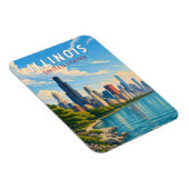 Illinois Illustration Reise Kunst Vintage Magnet (Rechte Seite)