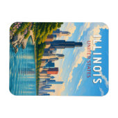 Illinois Illustration Reise Kunst Vintage Magnet (Horizontal)