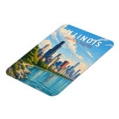Illinois Illustration Reise Kunst Vintage Magnet (Linke Seite)