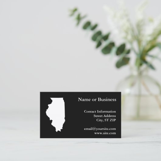 Illinois in Weiß und Schwarz Visitenkarte (Stehend Vorderseite)