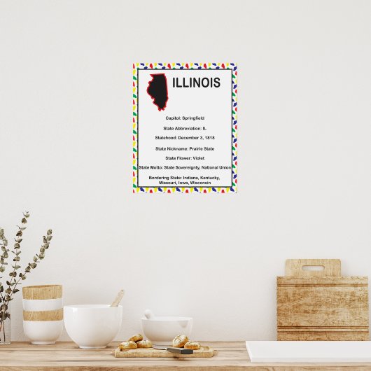 Illinois Information Educational US Staat Poster (Küche)