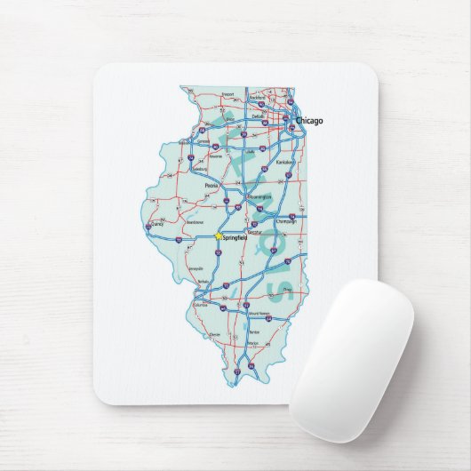 Illinois Interstate Map Mousepad (Mit Mouse)