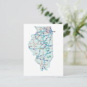 Illinois Interstate Map Postcard Postkarte (Stehend Vorderseite)