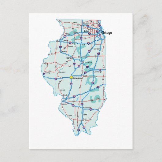 Illinois Interstate Map Postcard Postkarte (Vorderseite)