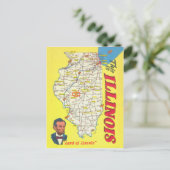 Illinois-Karte Vintager Tourismus Postkarte (Stehend Vorderseite)
