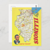 Illinois-Karte Vintager Tourismus Postkarte (Vorne/Hinten)