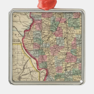 Illinois Karte von Mitchell Silbernes Ornament