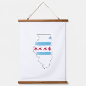 Illinois-Karte Wandteppich Mit Holzrahmen (Vorderseite)