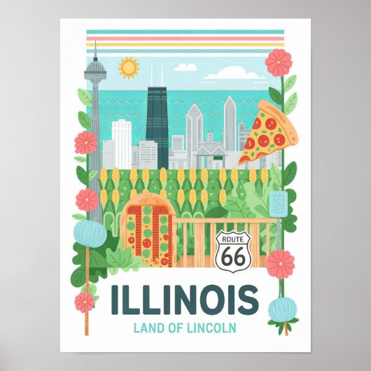 Illinois Land Lincoln USA Sommerreise Poster (Vorne)