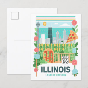 Illinois Land of Lincoln USA Sommer Reise Postkarte