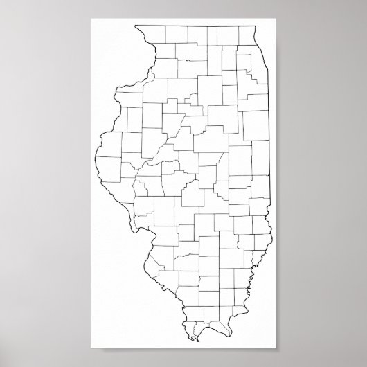 Illinois Landkreises Leere Kontur Karte Poster (Vorne)