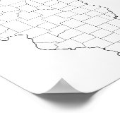 Illinois Landkreises Leere Kontur Karte Poster (Ecke)