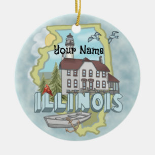 Illinois Leuchtturm benutzerdefinierter Name Keramik Ornament