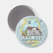 Illinois Leuchtturm Magnet (Vorderseite/Rückseite)