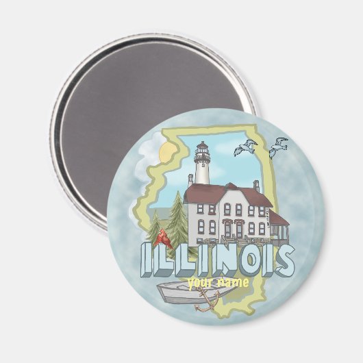 Illinois Lighthouse Magnet (Vorderseite/Rückseite)