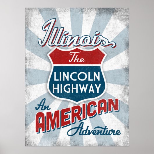 Illinois Lincoln Highway Vintag Amerika Poster (Vorne)