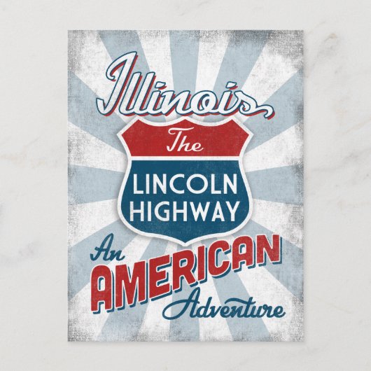 Illinois Lincoln Highway Vintag Amerika Postkarte (Vorderseite)