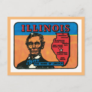 Illinois Lincoln Präsident Vintage Staat Postkarte